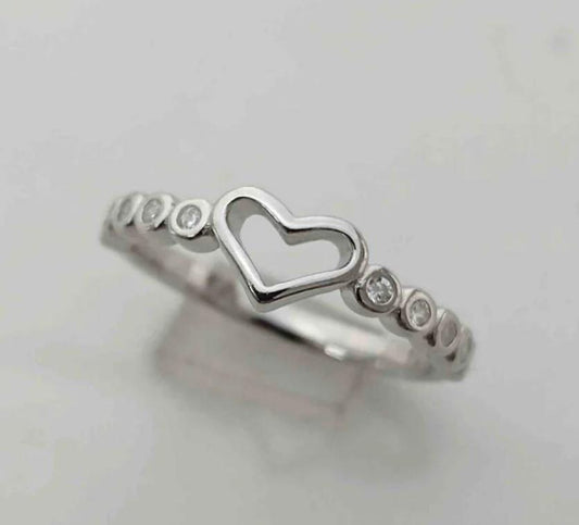 Anillo Plata 925 cintillo circon y corazon