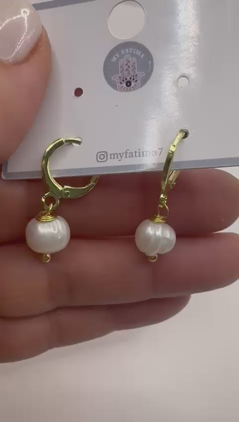 Aros argolla y perla de rio