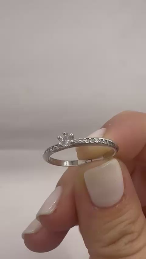 Anillo plata 925 solitario medio cintillo